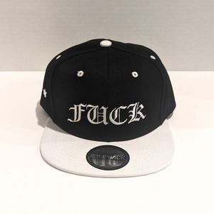 New Old English Text Snapback Hat Black And White Low Bill Blackstar Denim Brand